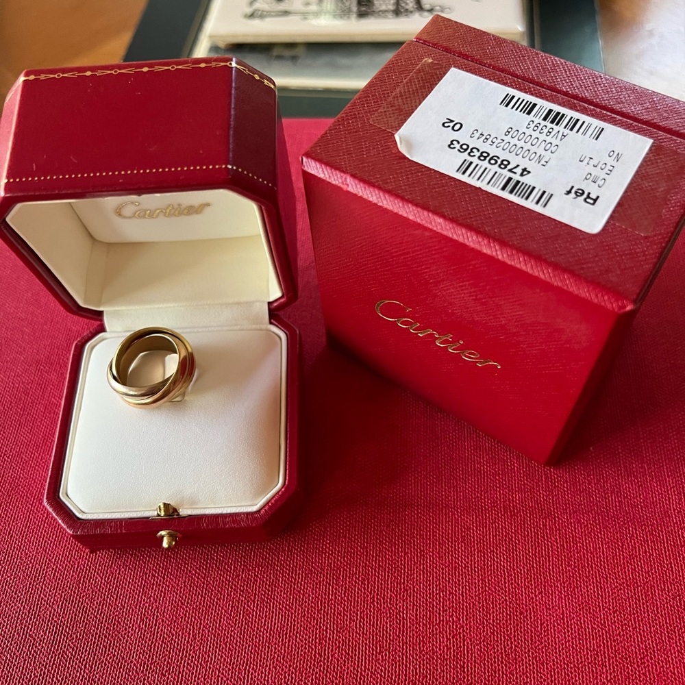 Cartier 18 k 3 colors gold band ring with original box